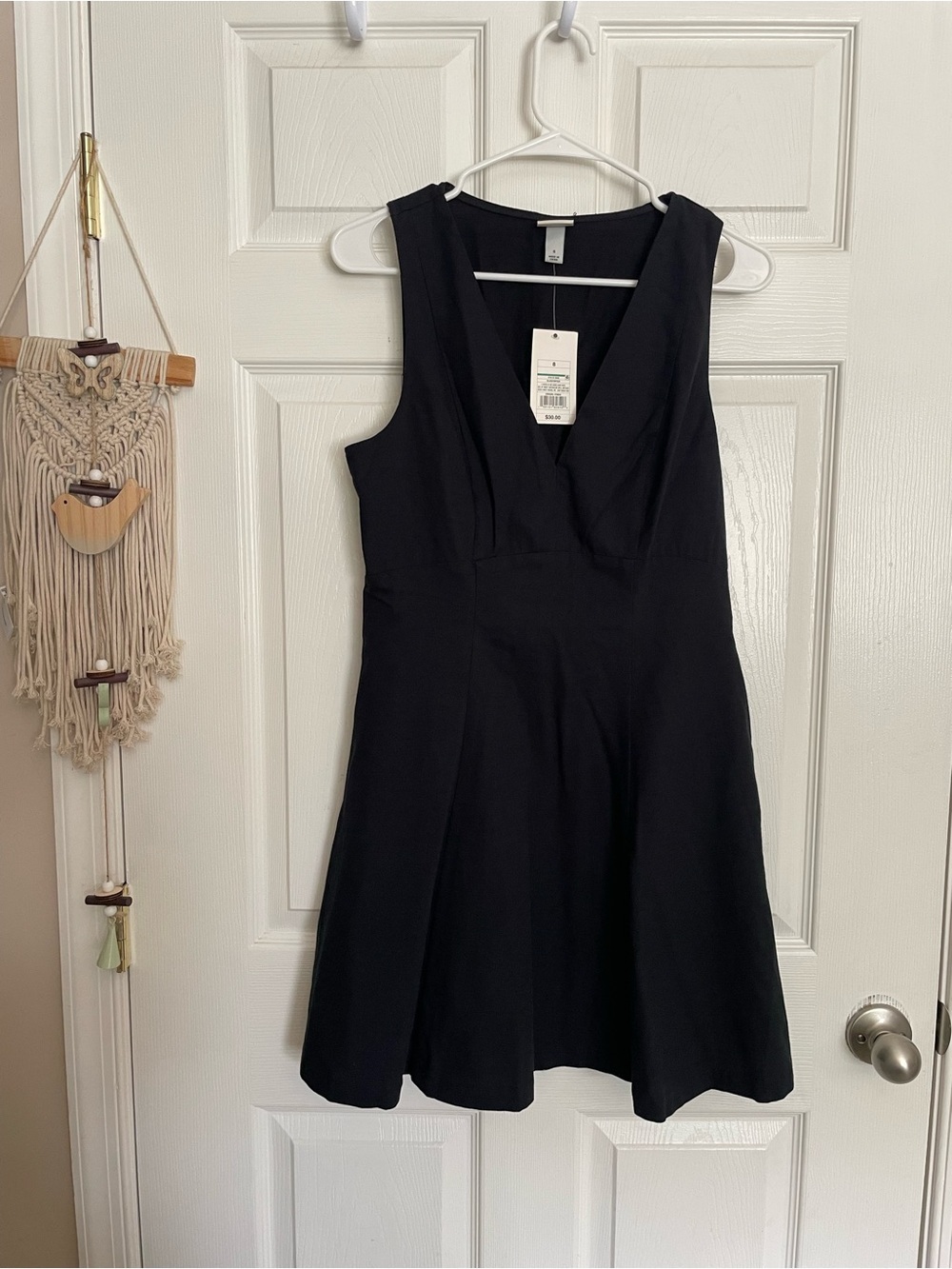 NWT a new day Women’s size 8 Black V-Neck Sleeveless Fit & Flare Dress